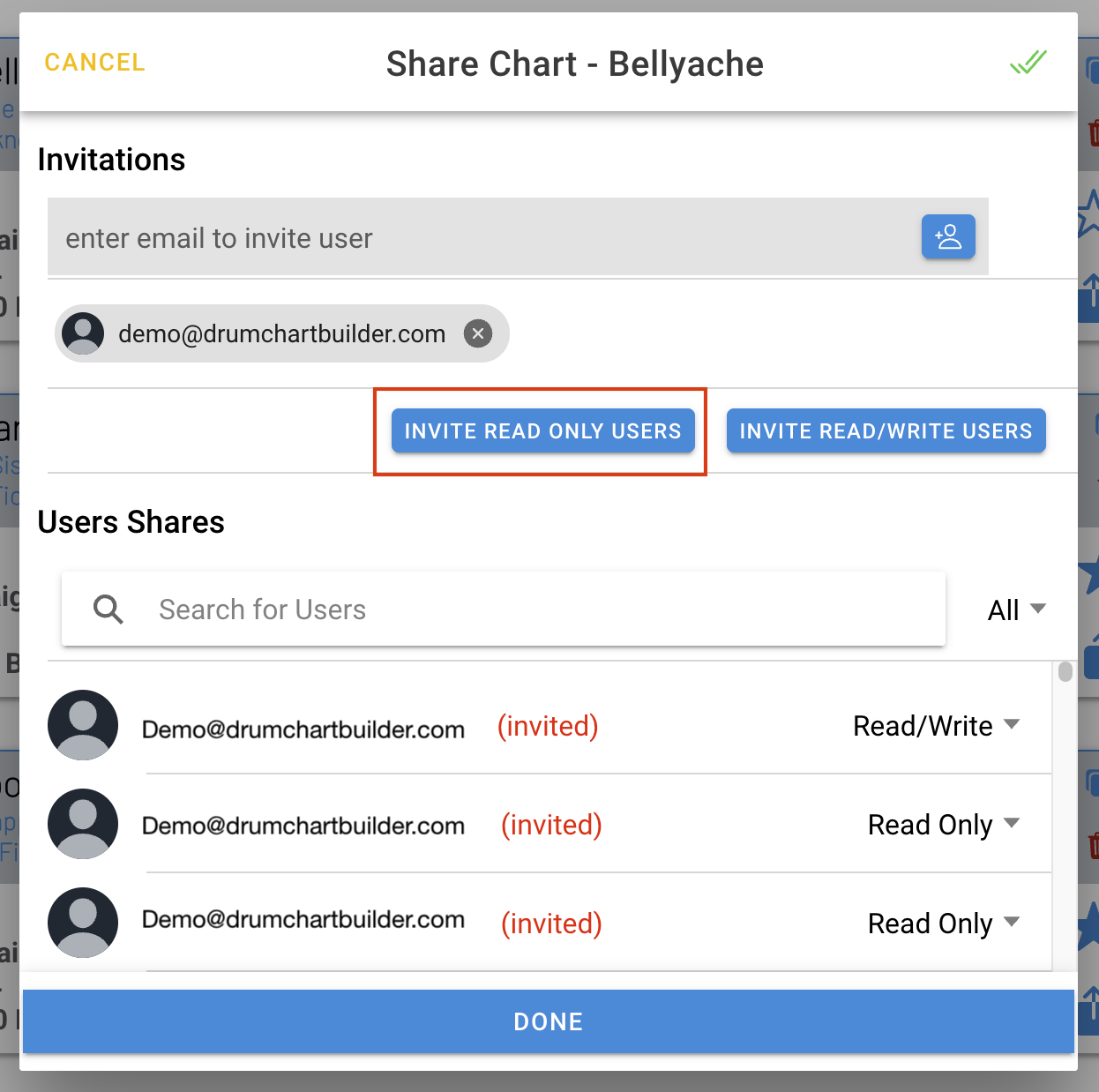 3 share chart adding to list