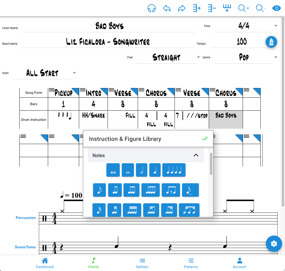 Build a Chart fills accents notes