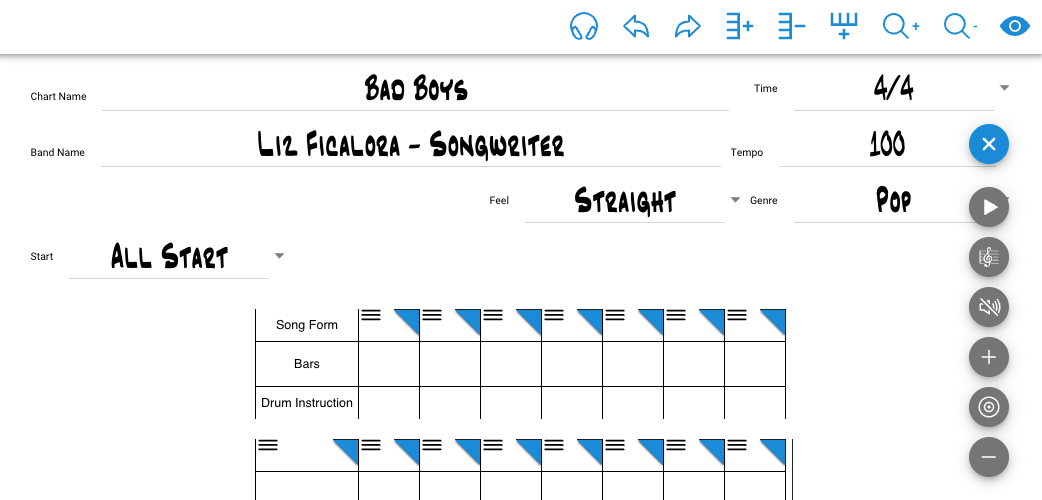 Build a chart time, tempo and feel