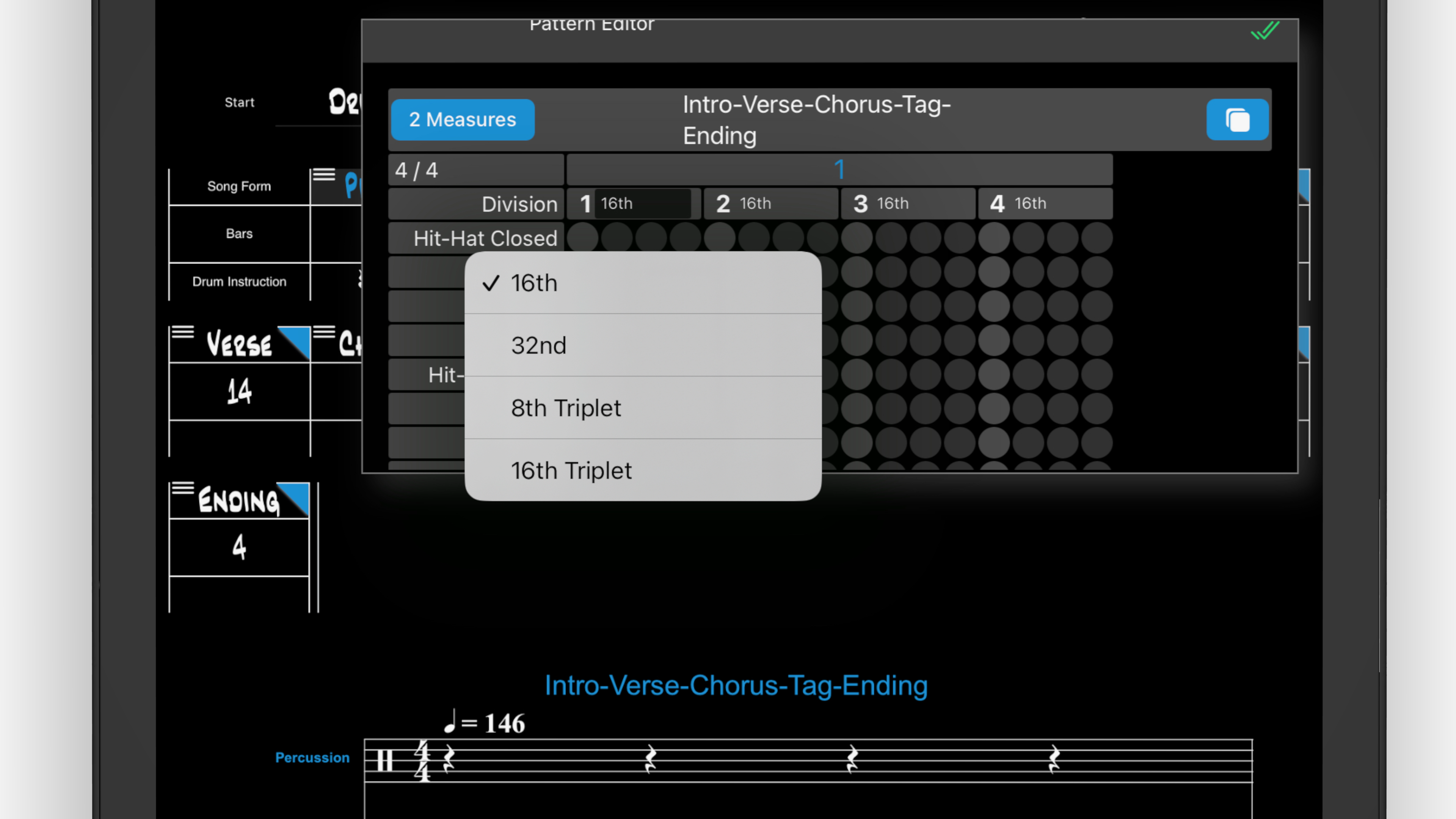 iPad custom patterns 8th triple dropdown features image