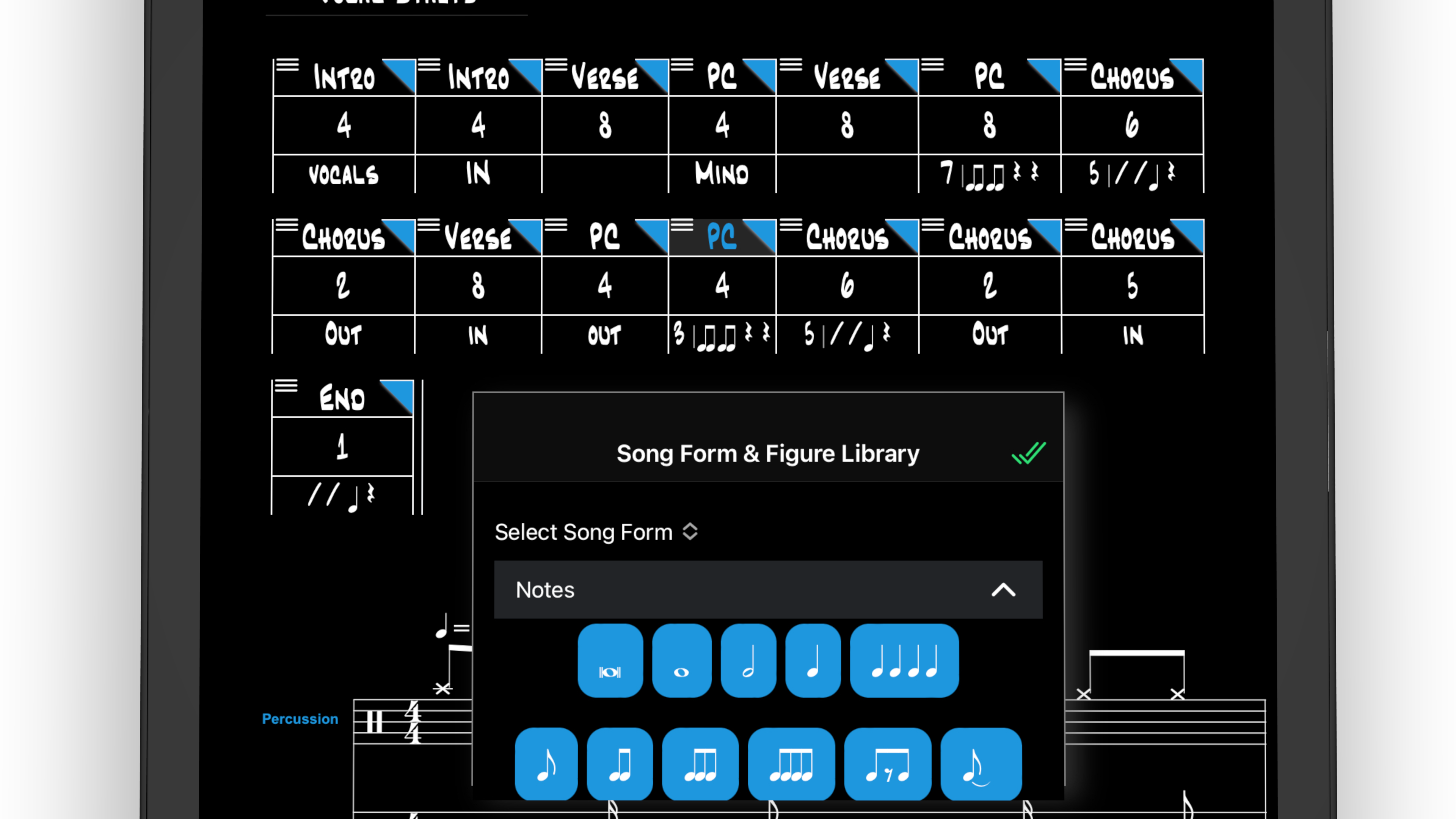 iPad insert notation close up
