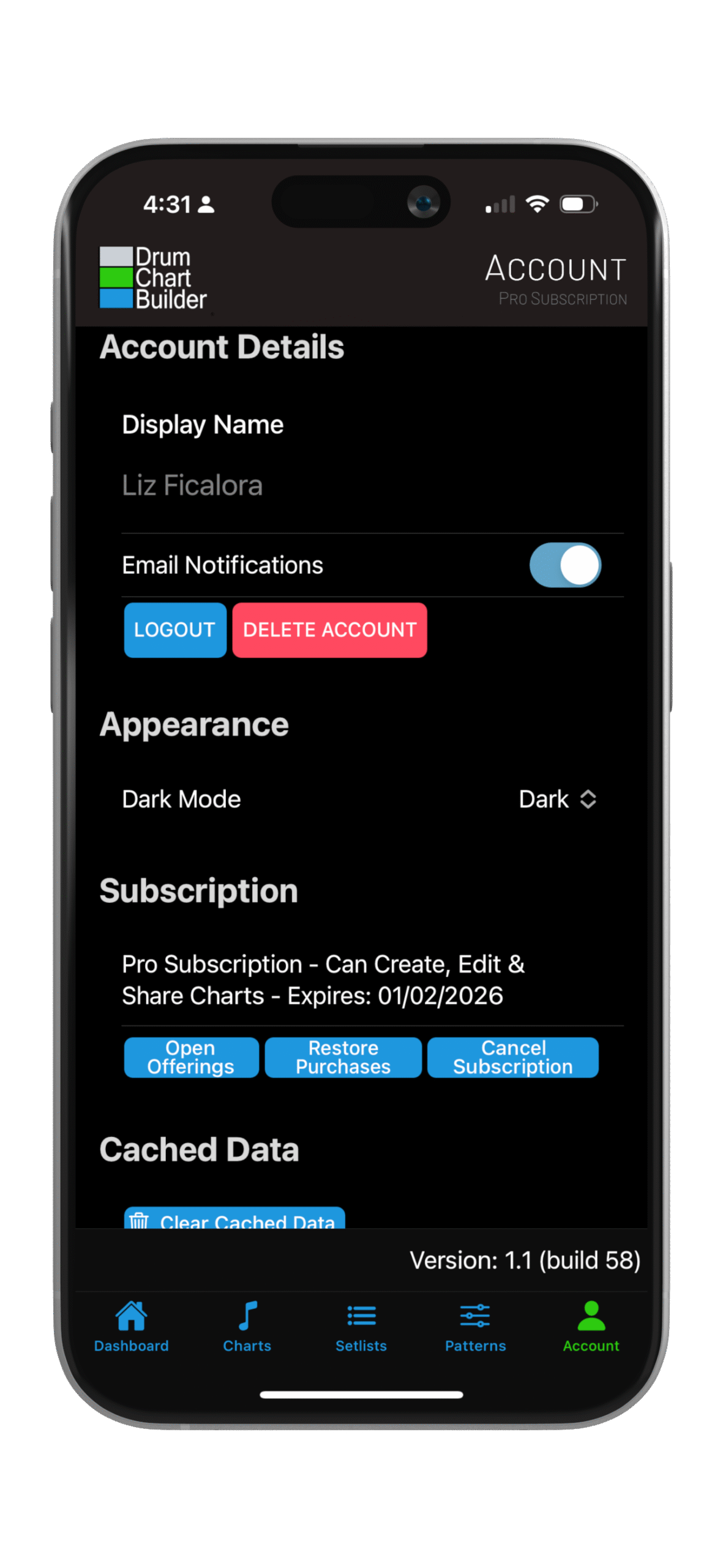 iPhone Account page dark Rotato Image D87B