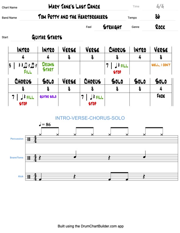 Mary Janes Last Dance with color and link - Tom Petty