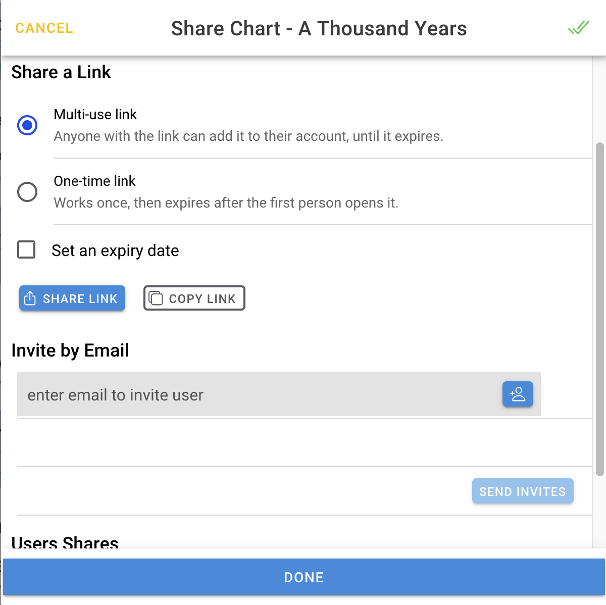 Share chart by link and invite