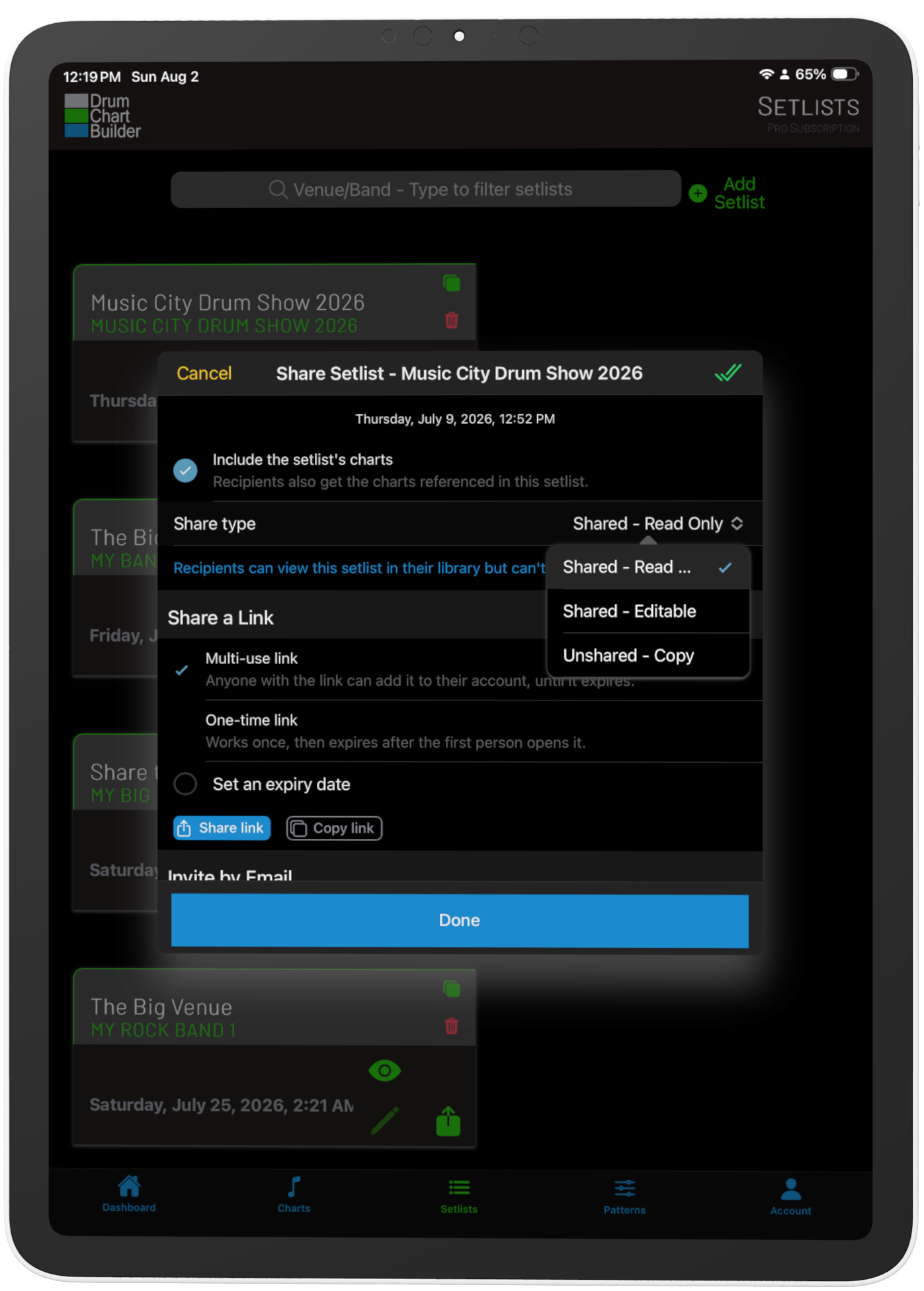 iPad Sharing Window Dark Mode Rotato Image 819F